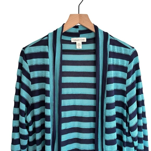 Coldwater Creek Open Front Cardigan Women’s Size XL Striped Casual - Picture 3 of 15